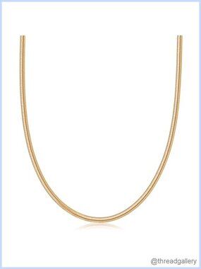 18K Gold Plated Flat Herringbone Snake Chain Necklace for Women